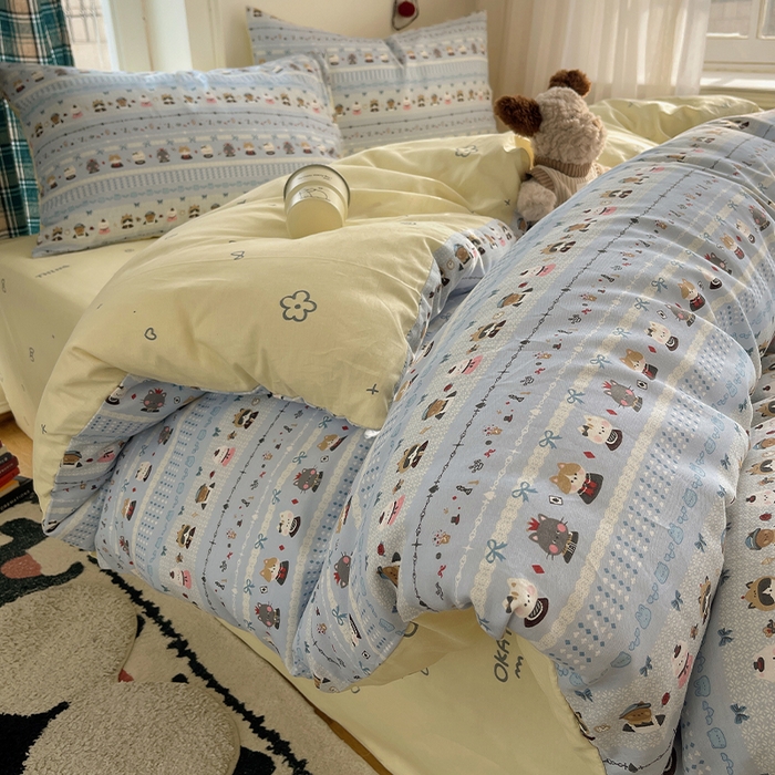 瑞莱 2026新款ing小清新费尔岛全棉四件套 喵小姐的家