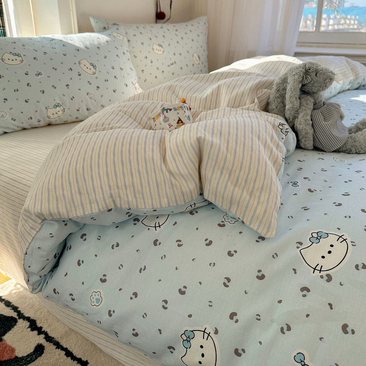 91家纺网 家纺一手货源 找家纺 瑞莱 2026新款ing小清新费尔岛全棉四件套 凯迪小姐