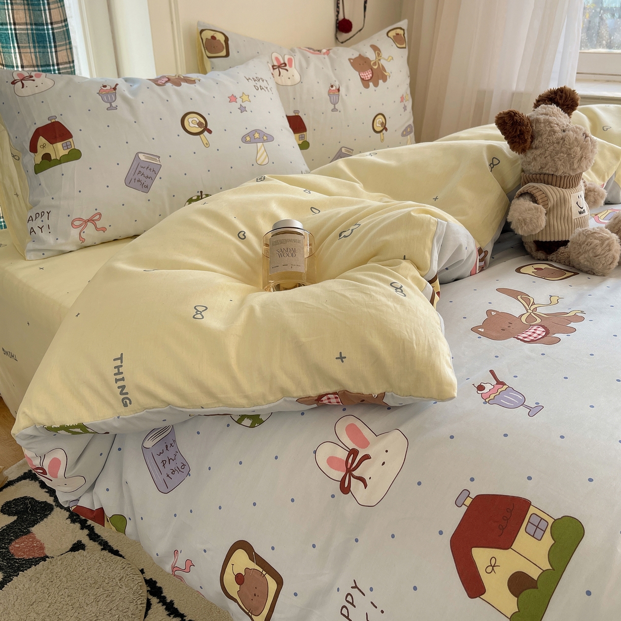 91家纺网 家纺一手货源 找家纺 瑞莱 2026新款ing小清新费尔岛全棉四件套 甜甜日记