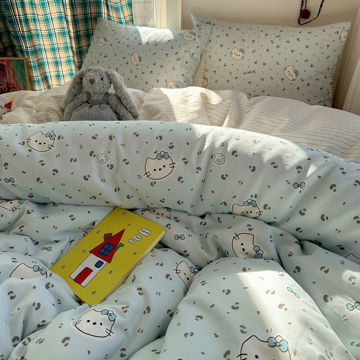 91家纺网 家纺一手货源 找家纺 瑞莱 2026新款ing小清新费尔岛全棉四件套 凯迪小姐