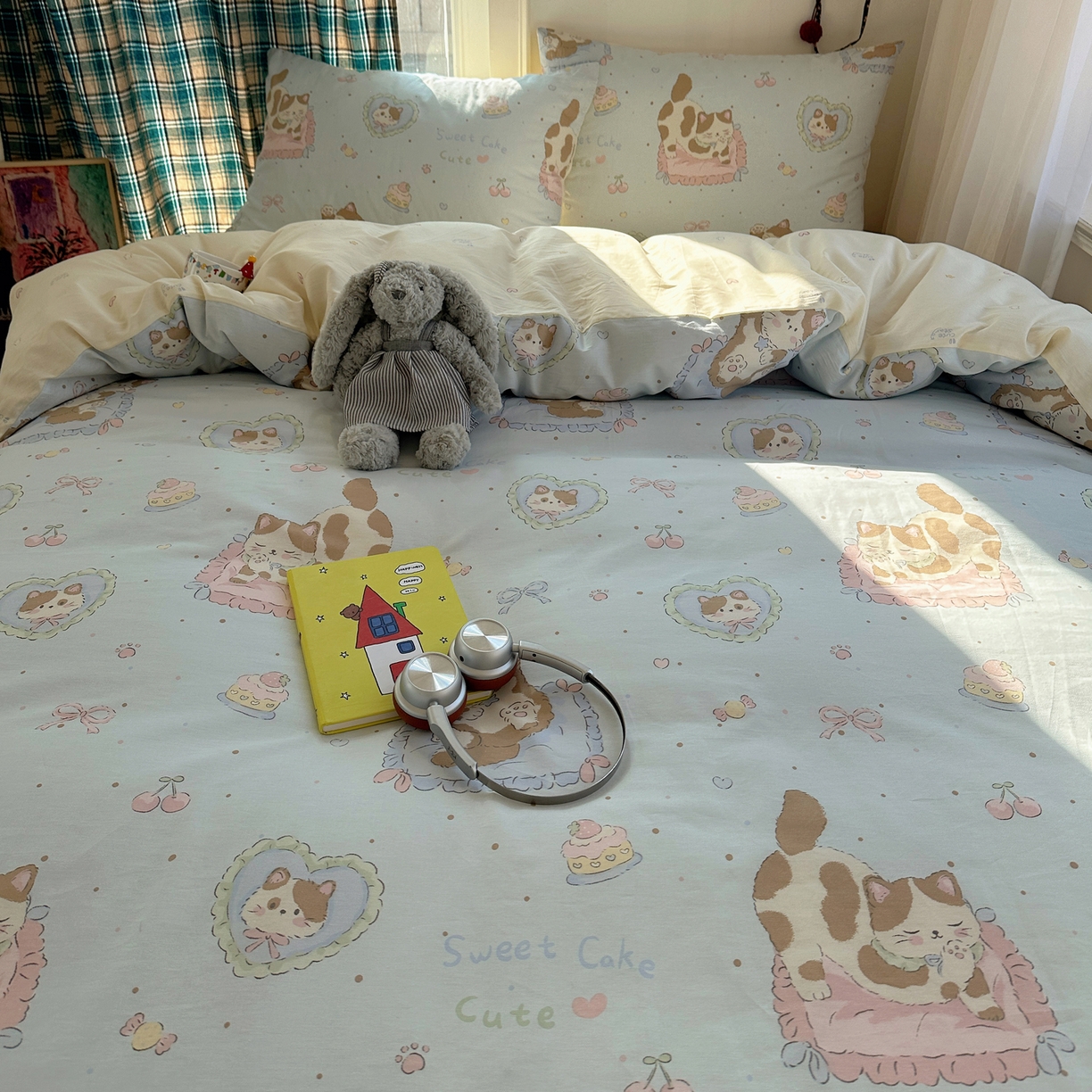 91家纺网 家纺一手货源 找家纺 瑞莱 2026新款ing小清新费尔岛全棉四件套 狸花小姐