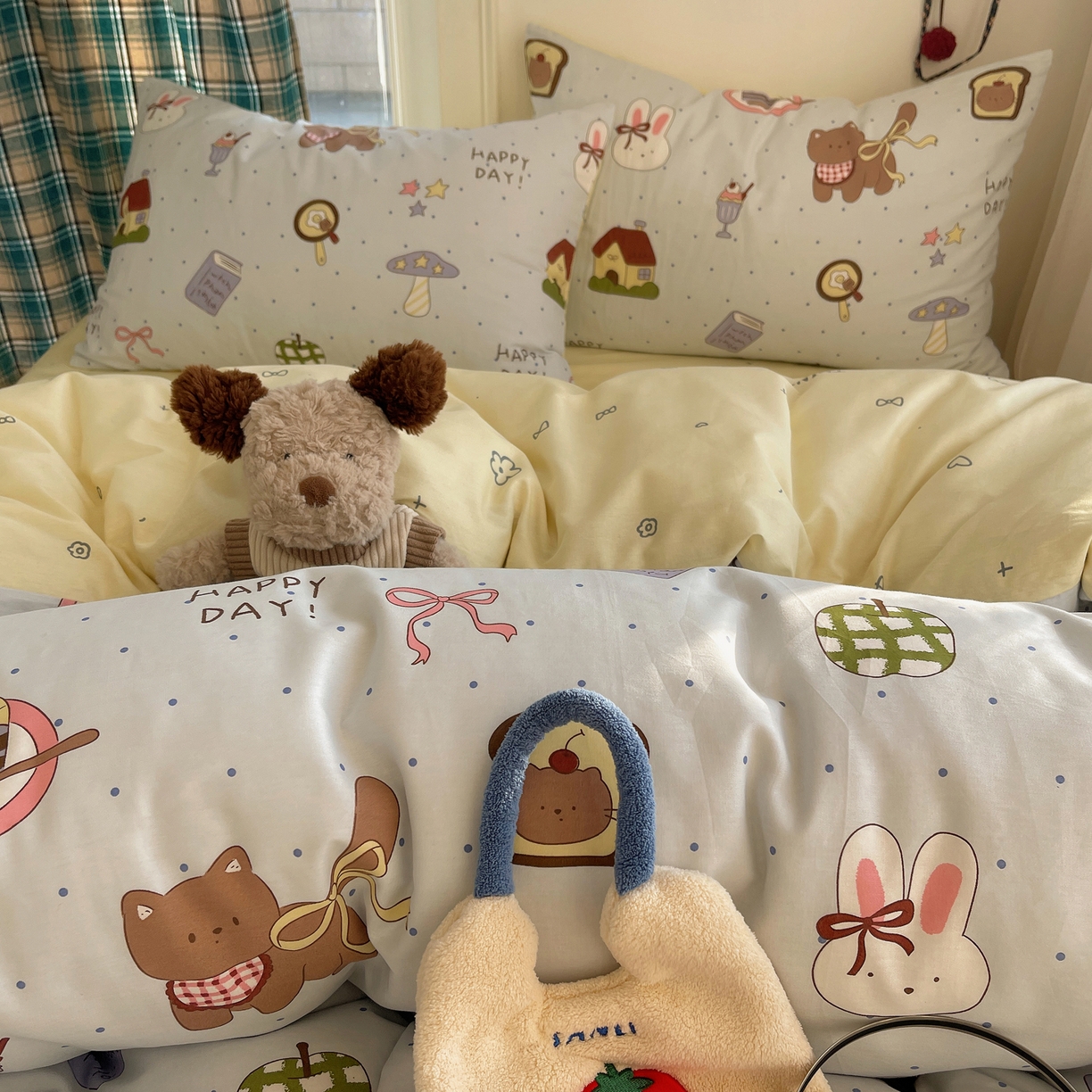 91家纺网 家纺一手货源 找家纺 瑞莱 2026新款ing小清新费尔岛全棉四件套 甜甜日记