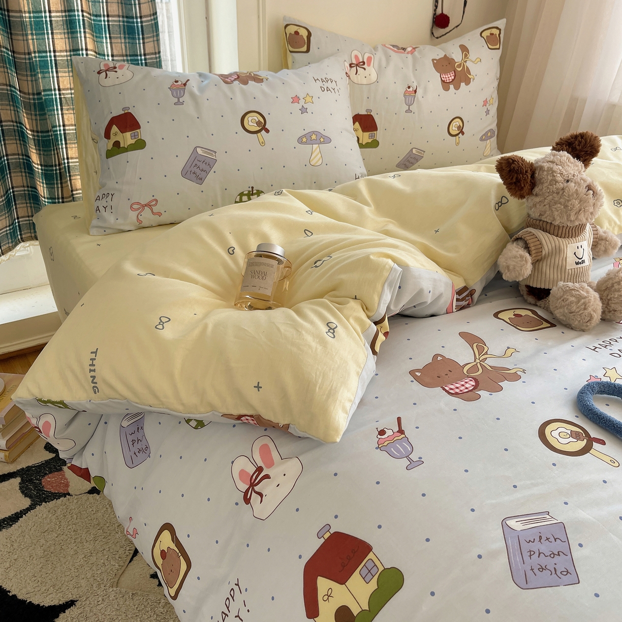 91家纺网 家纺一手货源 找家纺 瑞莱 2026新款ing小清新费尔岛全棉四件套 甜甜日记