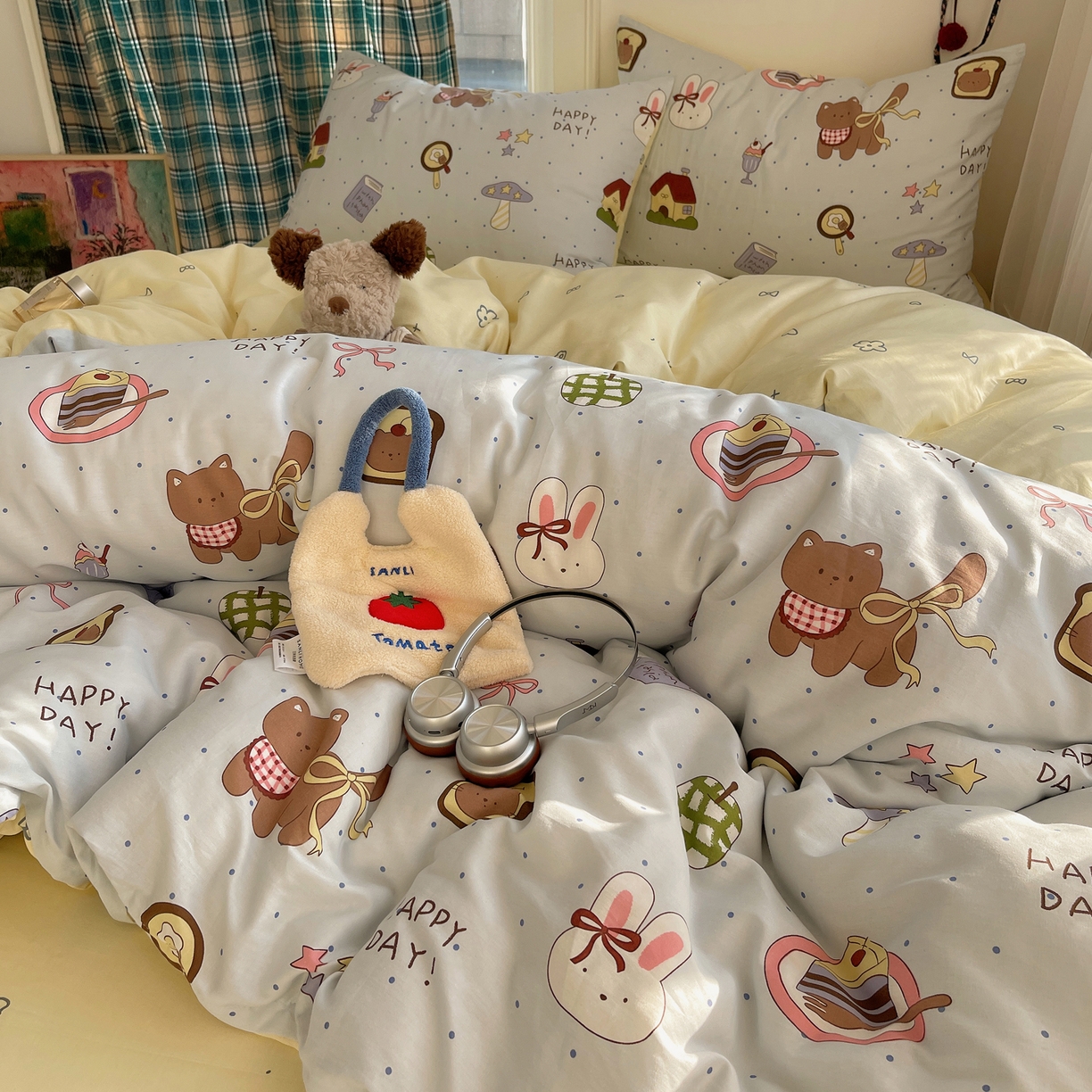 91家纺网 家纺一手货源 找家纺 瑞莱 2026新款ing小清新费尔岛全棉四件套 甜甜日记