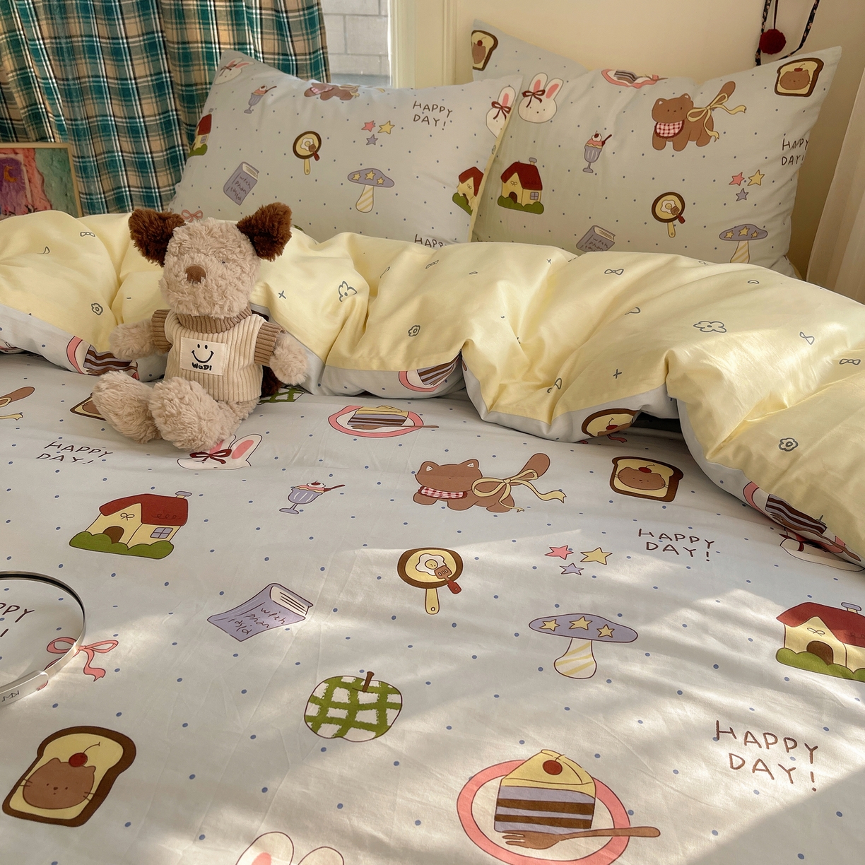 91家纺网 家纺一手货源 找家纺 瑞莱 2026新款ing小清新费尔岛全棉四件套 甜甜日记