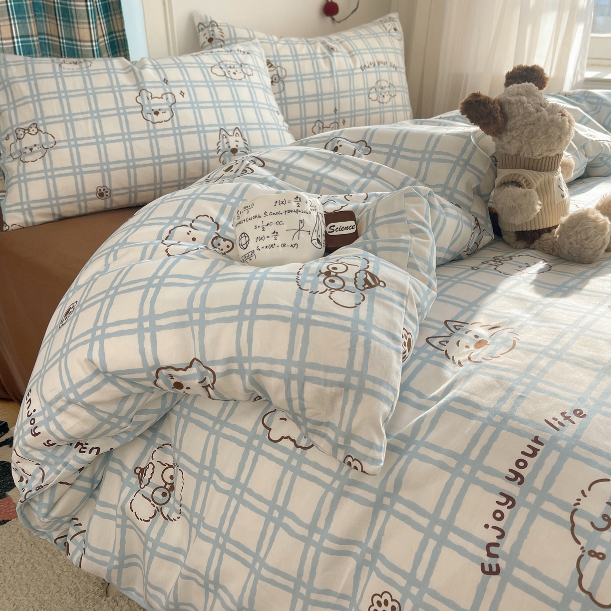 91家纺网 家纺一手货源 找家纺 瑞莱 2026新款ing小清新费尔岛全棉四件套 酷仔