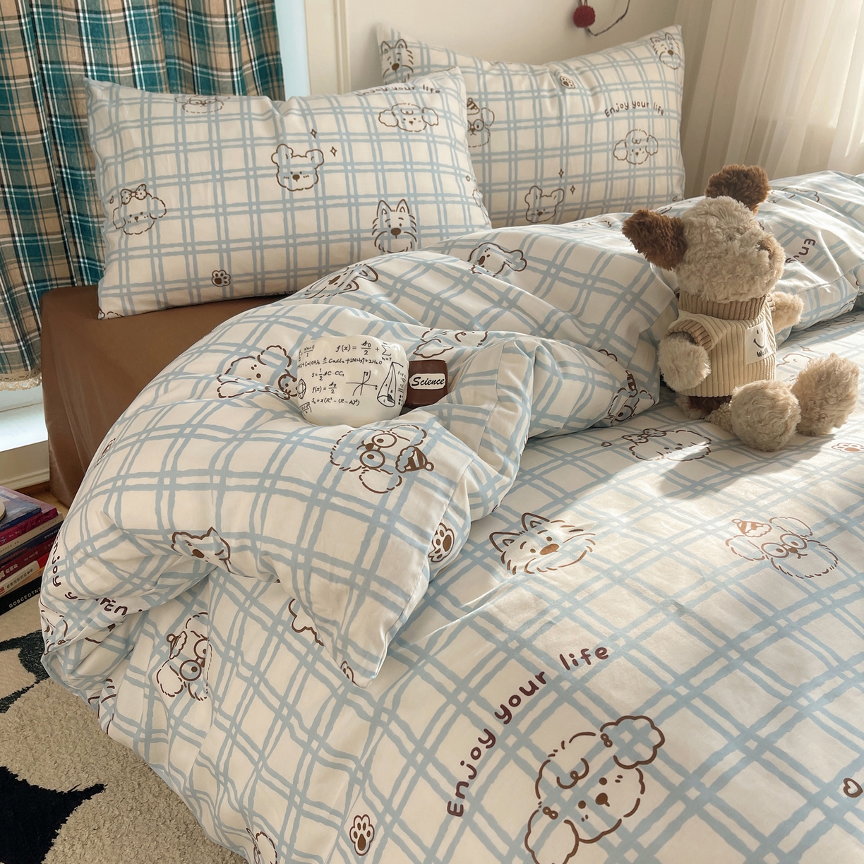 91家纺网 家纺一手货源 找家纺 瑞莱 2026新款ing小清新费尔岛全棉四件套 酷仔