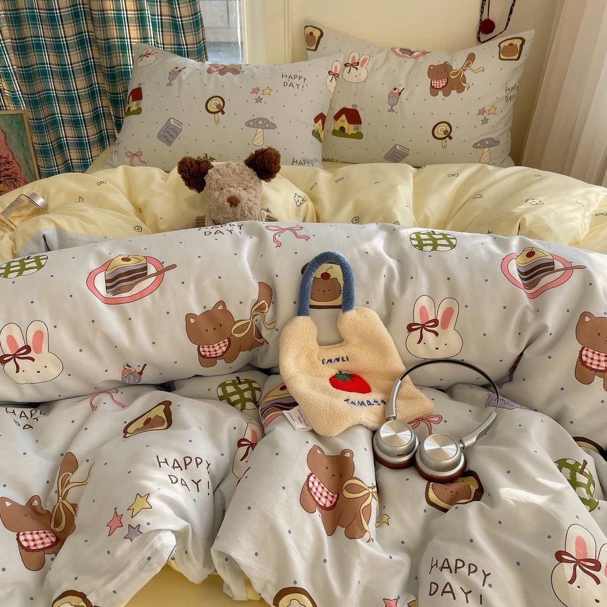 91家纺网 家纺一手货源 找家纺 瑞莱 2026新款ing小清新费尔岛全棉四件套 甜甜日记