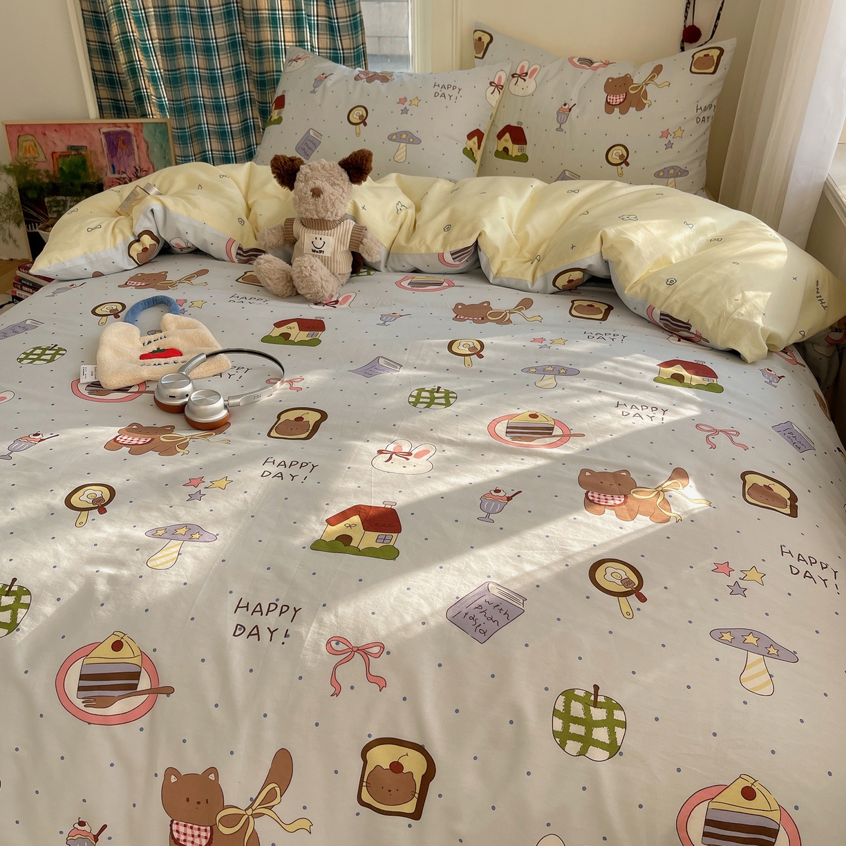 91家纺网 家纺一手货源 找家纺 瑞莱 2026新款ing小清新费尔岛全棉四件套 甜甜日记