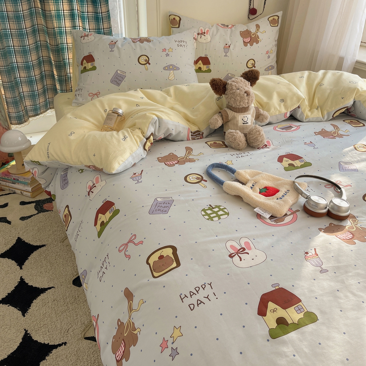 91家纺网 家纺一手货源 找家纺 瑞莱 2026新款ing小清新费尔岛全棉四件套 甜甜日记