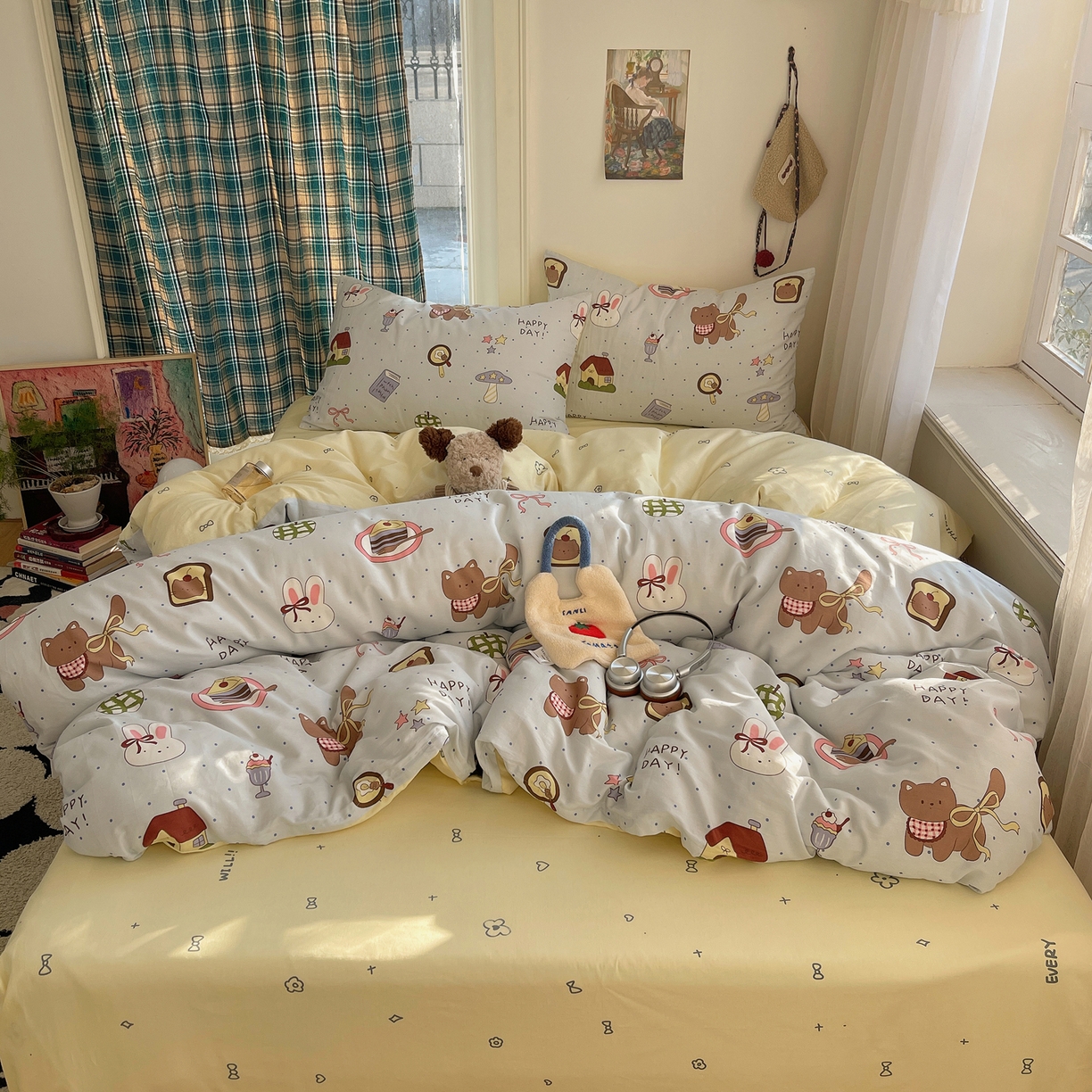 91家纺网 家纺一手货源 找家纺 瑞莱 2026新款ing小清新费尔岛全棉四件套 甜甜日记