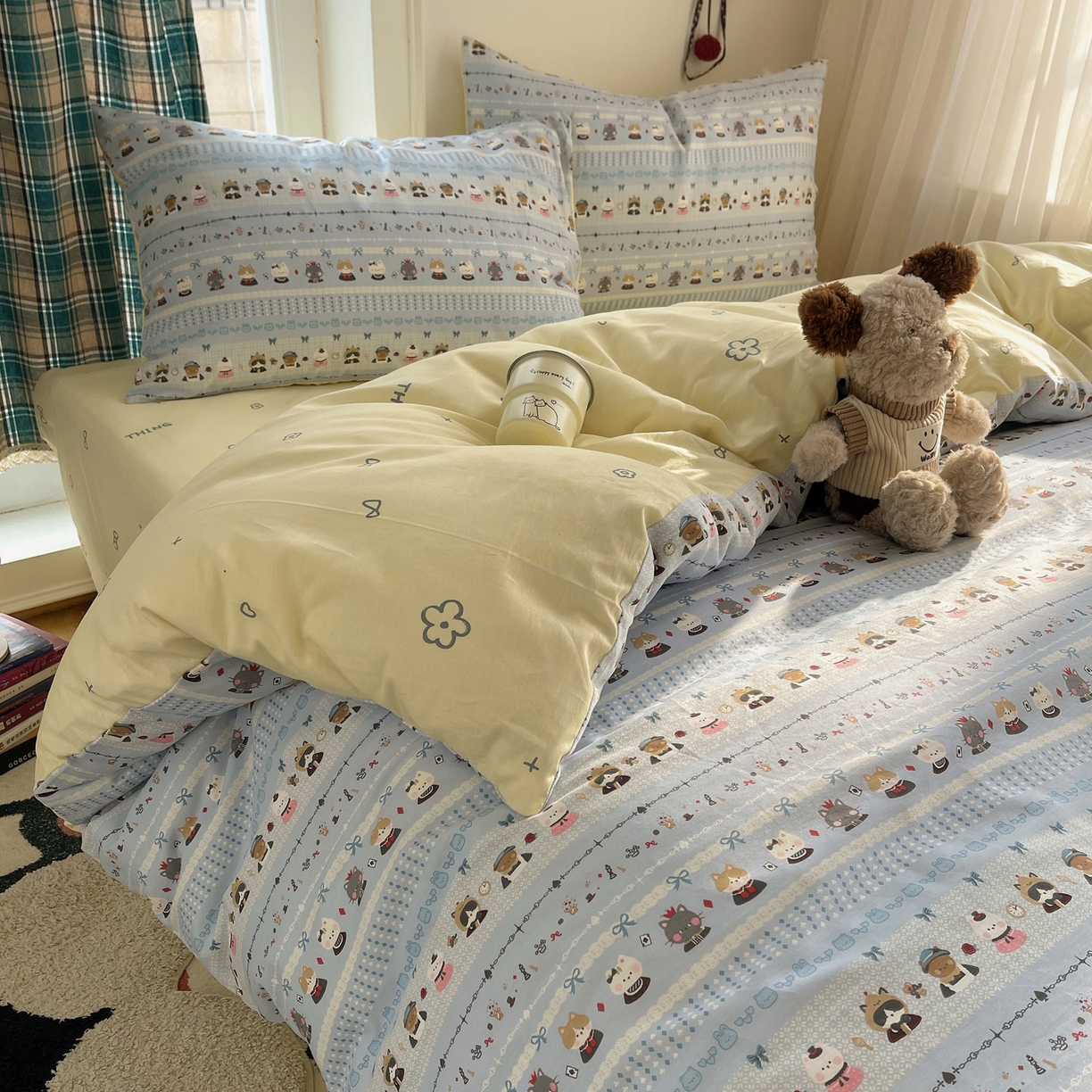 91家纺网 家纺一手货源 找家纺 瑞莱 2026新款ing小清新费尔岛全棉四件套 喵小姐的家