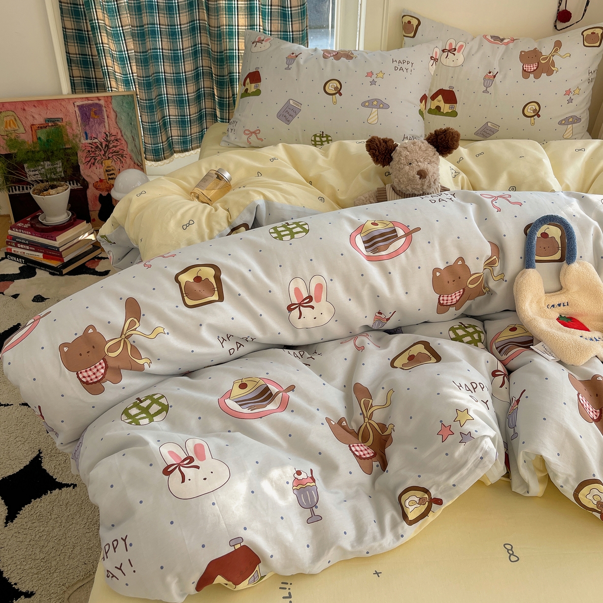 91家纺网 家纺一手货源 找家纺 瑞莱 2026新款ing小清新费尔岛全棉四件套 甜甜日记