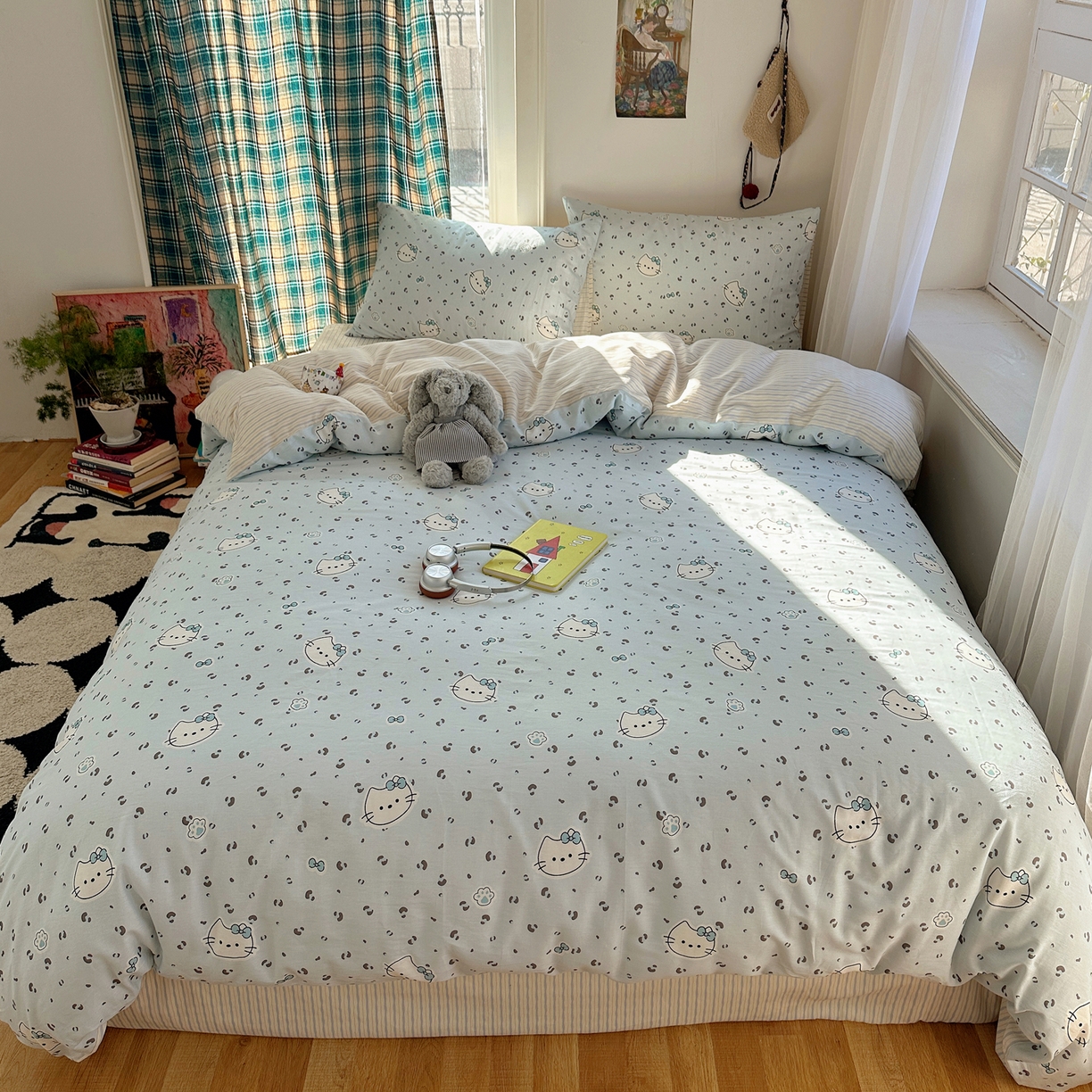 91家纺网 家纺一手货源 找家纺 瑞莱 2026新款ing小清新费尔岛全棉四件套 凯迪小姐