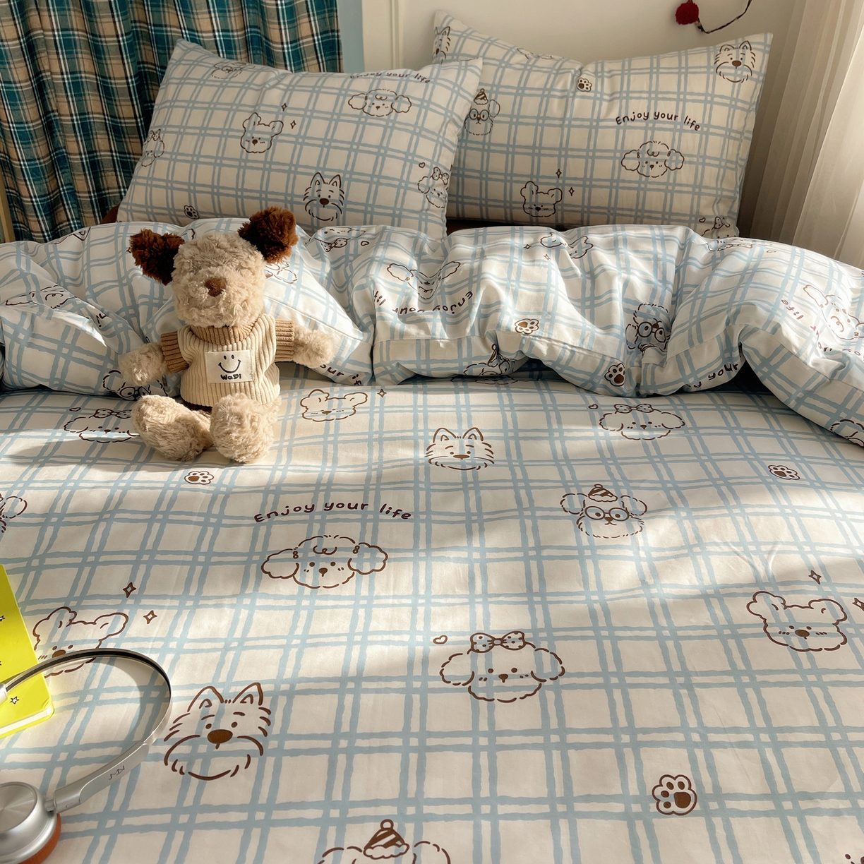 91家纺网 家纺一手货源 找家纺 瑞莱 2026新款ing小清新费尔岛全棉四件套 酷仔