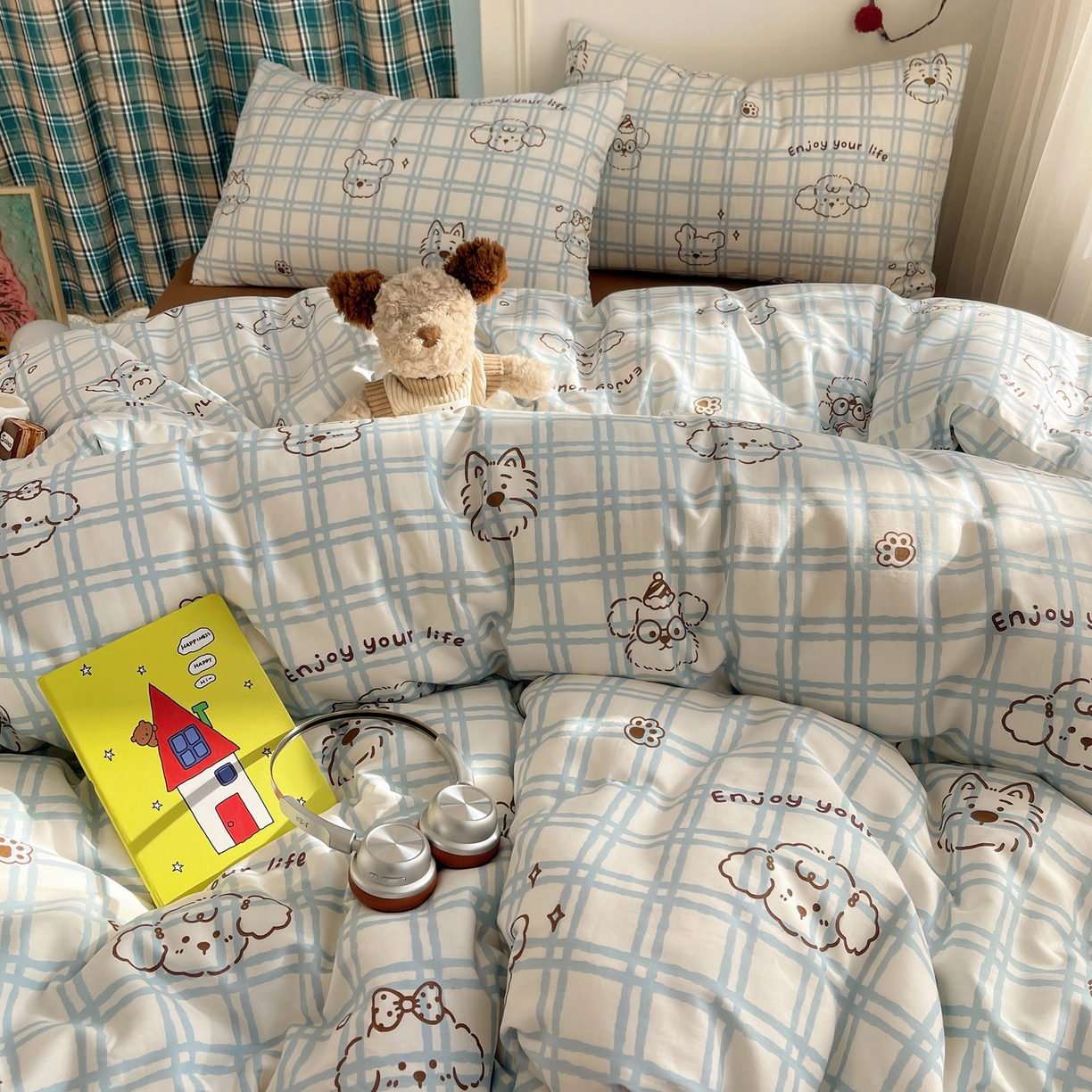 91家纺网 家纺一手货源 找家纺 瑞莱 2026新款ing小清新费尔岛全棉四件套 酷仔