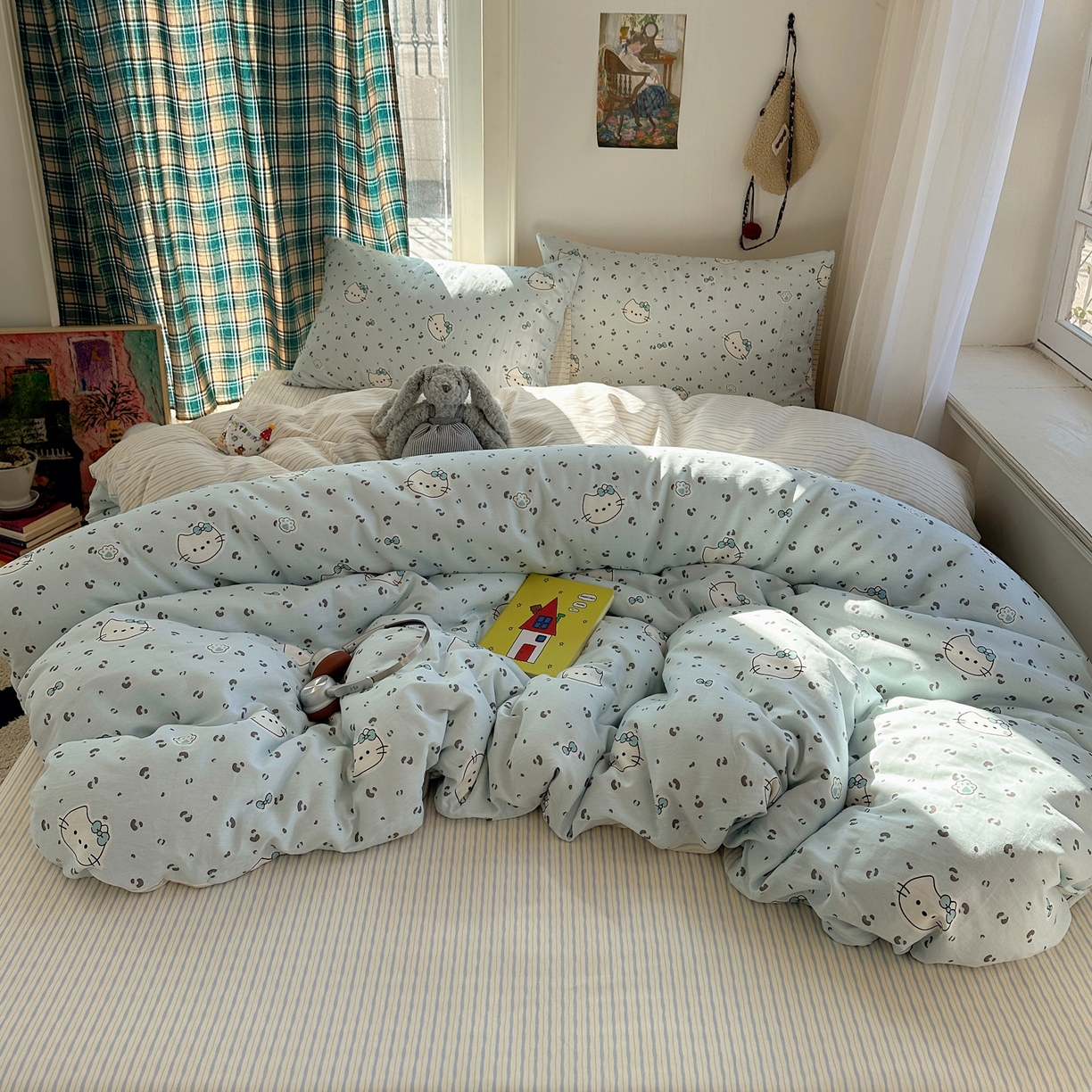 91家纺网 家纺一手货源 找家纺 瑞莱 2026新款ing小清新费尔岛全棉四件套 凯迪小姐