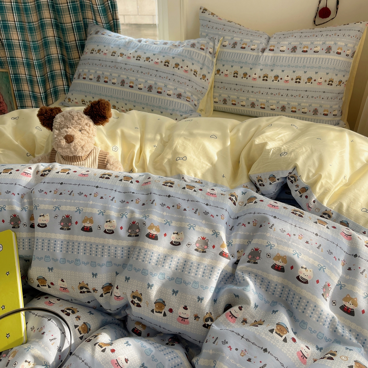 91家纺网 家纺一手货源 找家纺 瑞莱 2026新款ing小清新费尔岛全棉四件套 喵小姐的家