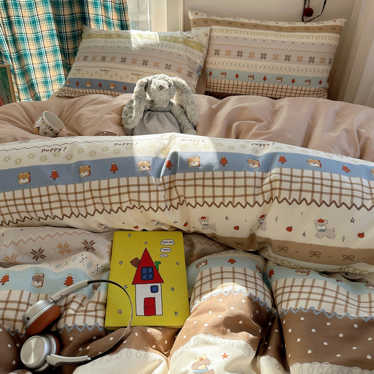 91家纺网 家纺一手货源 找家纺 瑞莱 2026新款ing小清新费尔岛全棉四件套 童年小事