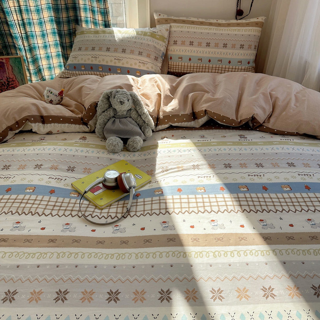 91家纺网 家纺一手货源 找家纺 瑞莱 2026新款ing小清新费尔岛全棉四件套 童年小事