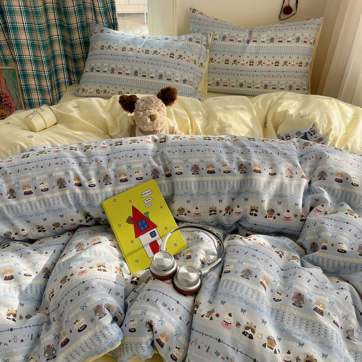 91家纺网 家纺一手货源 找家纺 瑞莱 2026新款ing小清新费尔岛全棉四件套 喵小姐的家