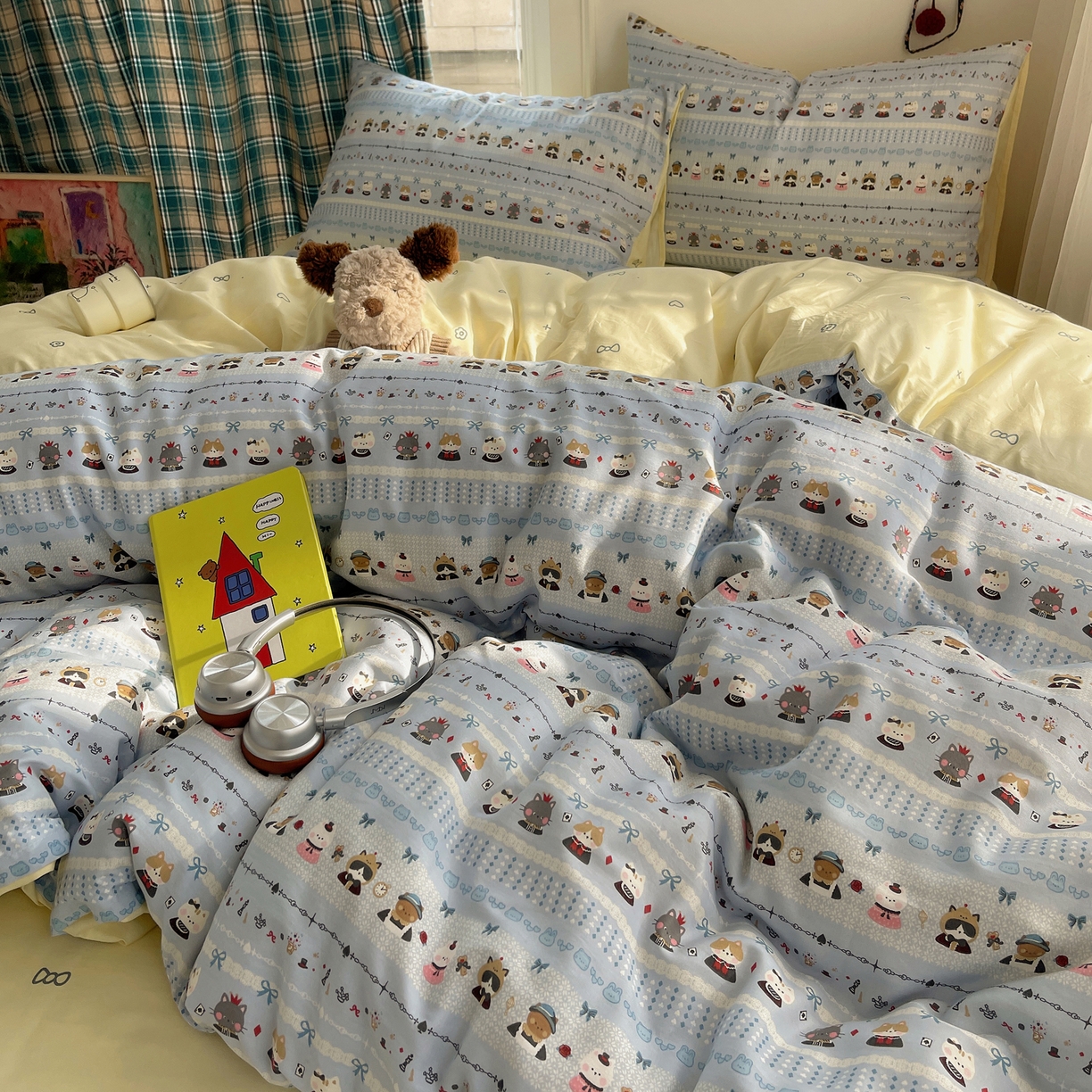 91家纺网 家纺一手货源 找家纺 瑞莱 2026新款ing小清新费尔岛全棉四件套 喵小姐的家