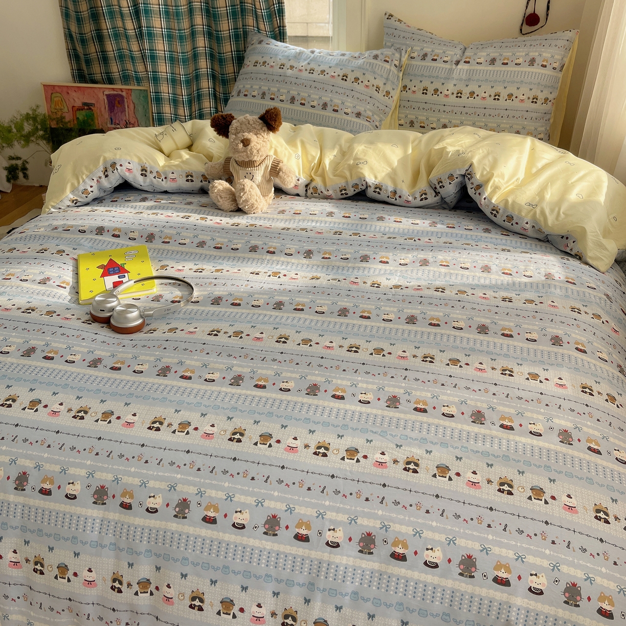 91家纺网 家纺一手货源 找家纺 瑞莱 2026新款ing小清新费尔岛全棉四件套 喵小姐的家