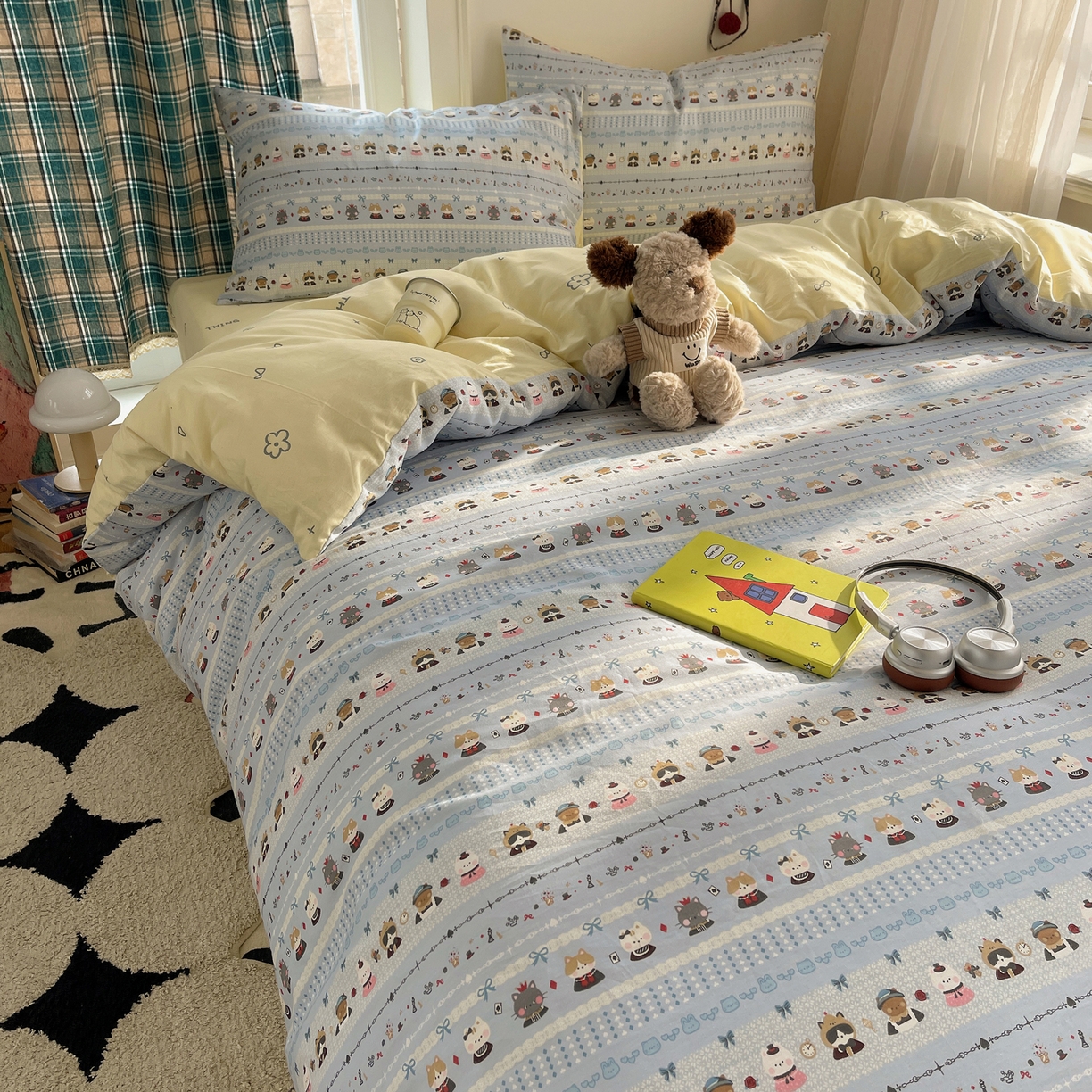 91家纺网 家纺一手货源 找家纺 瑞莱 2026新款ing小清新费尔岛全棉四件套 喵小姐的家