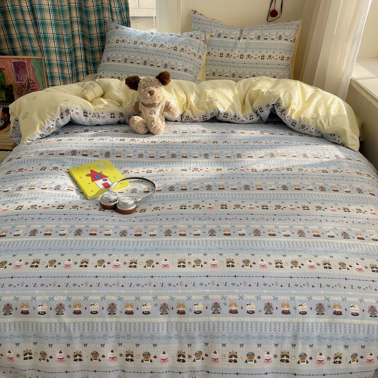 91家纺网 家纺一手货源 找家纺 瑞莱 2026新款ing小清新费尔岛全棉四件套 喵小姐的家