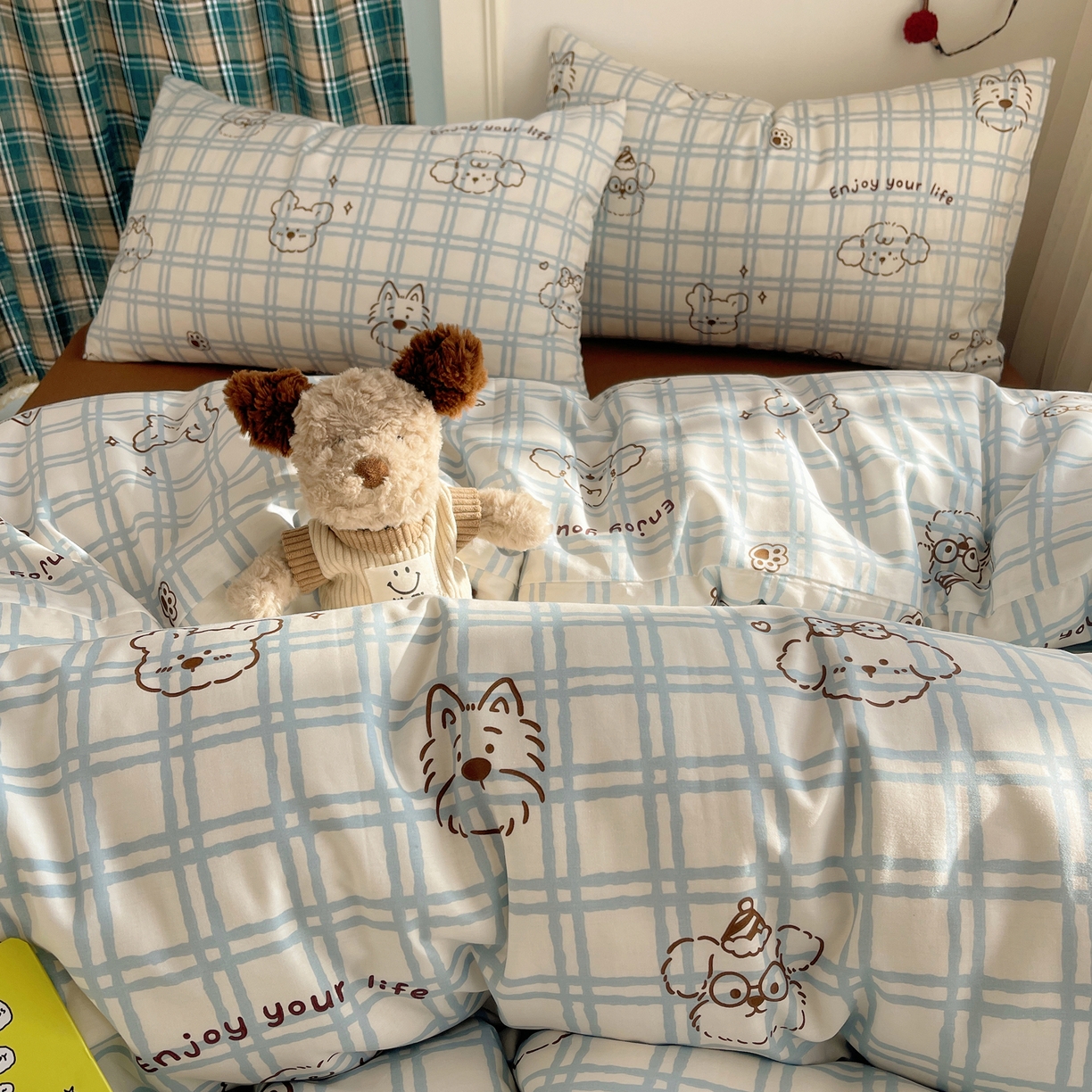 91家纺网 家纺一手货源 找家纺 瑞莱 2026新款ing小清新费尔岛全棉四件套 酷仔