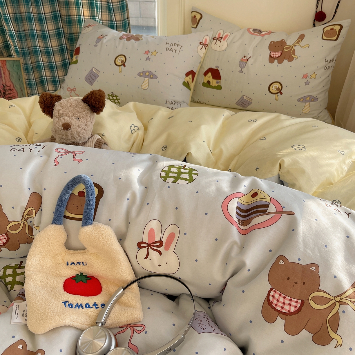 91家纺网 家纺一手货源 找家纺 瑞莱 2026新款ing小清新费尔岛全棉四件套 甜甜日记