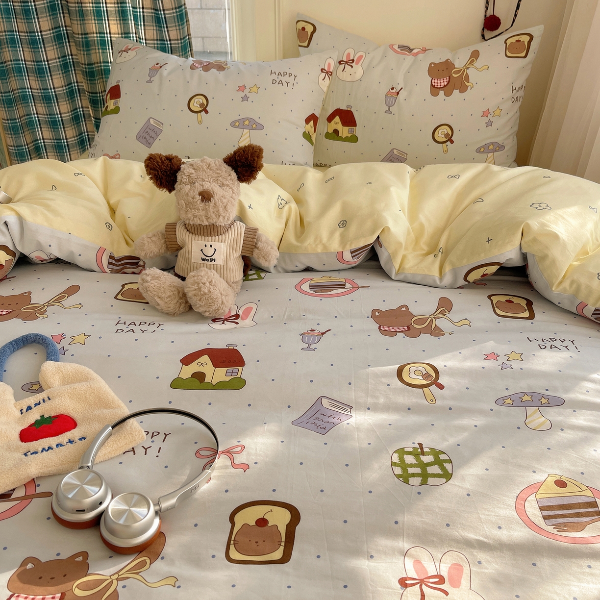 91家纺网 家纺一手货源 找家纺 瑞莱 2026新款ing小清新费尔岛全棉四件套 甜甜日记