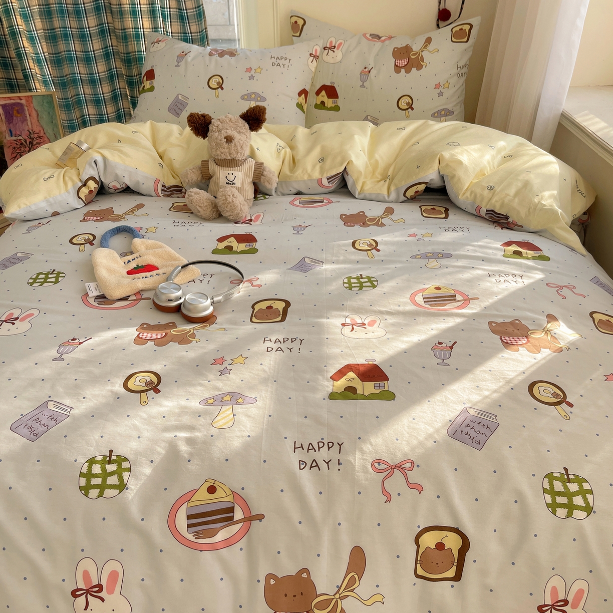 91家纺网 家纺一手货源 找家纺 瑞莱 2026新款ing小清新费尔岛全棉四件套 甜甜日记