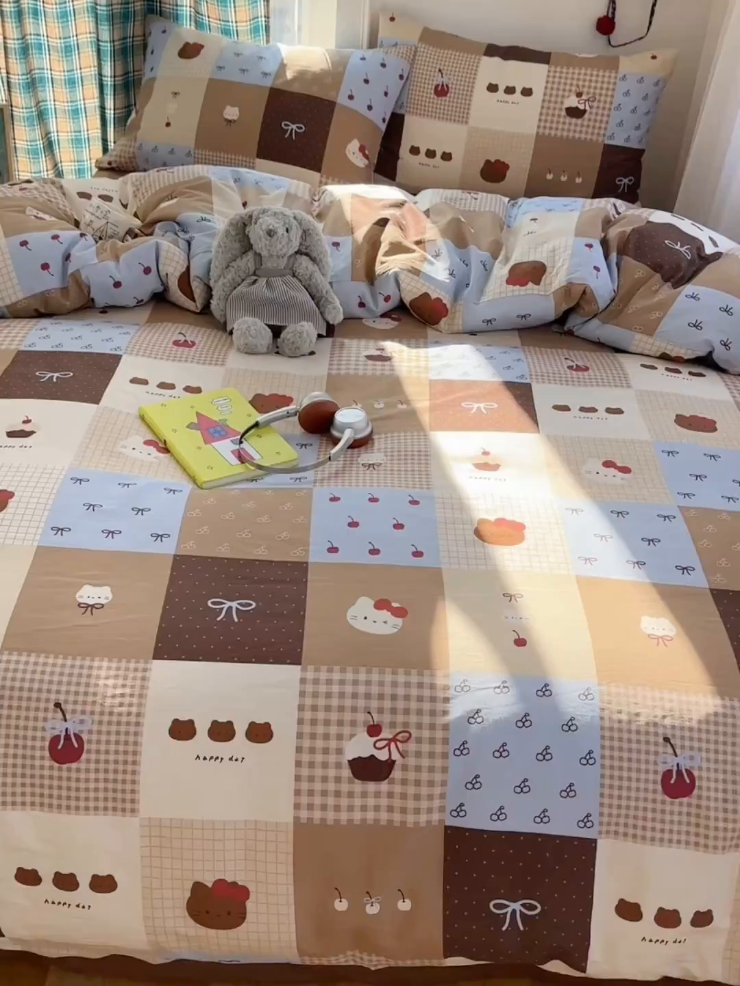 91家纺网 家纺一手货源 找家纺 瑞莱 2026新款ing小清新费尔岛全棉四件套 巧克力猫咪