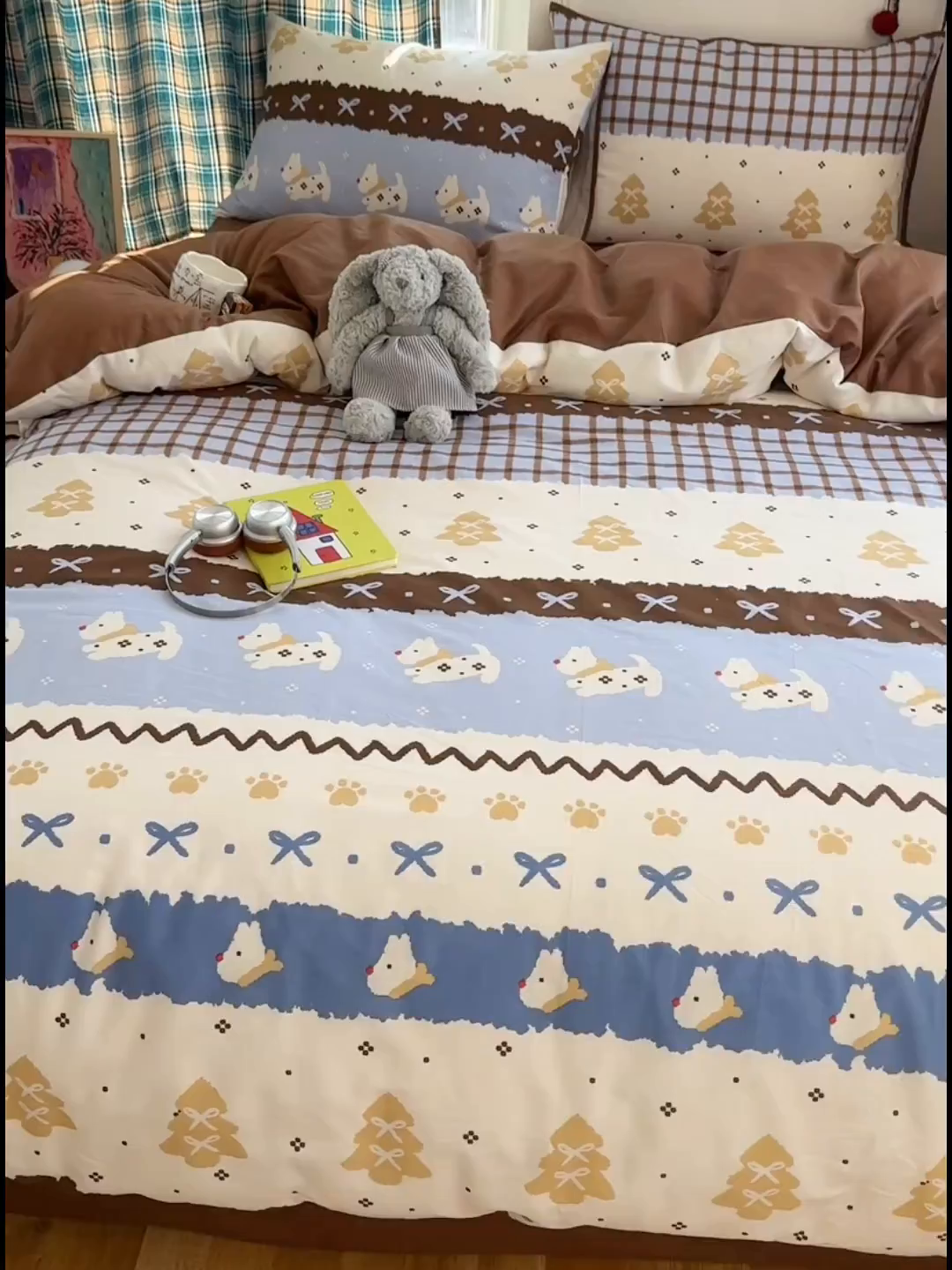 91家纺网 家纺一手货源 找家纺 瑞莱 2026新款ing小清新费尔岛全棉四件套 费尔岛小狗