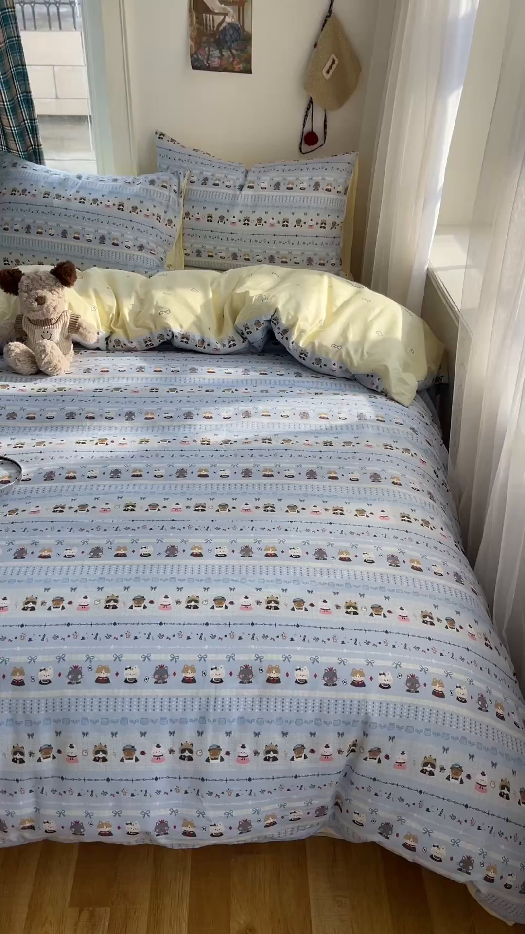 91家纺网 家纺一手货源 找家纺 瑞莱 2026新款ing小清新费尔岛全棉四件套 喵小姐的家