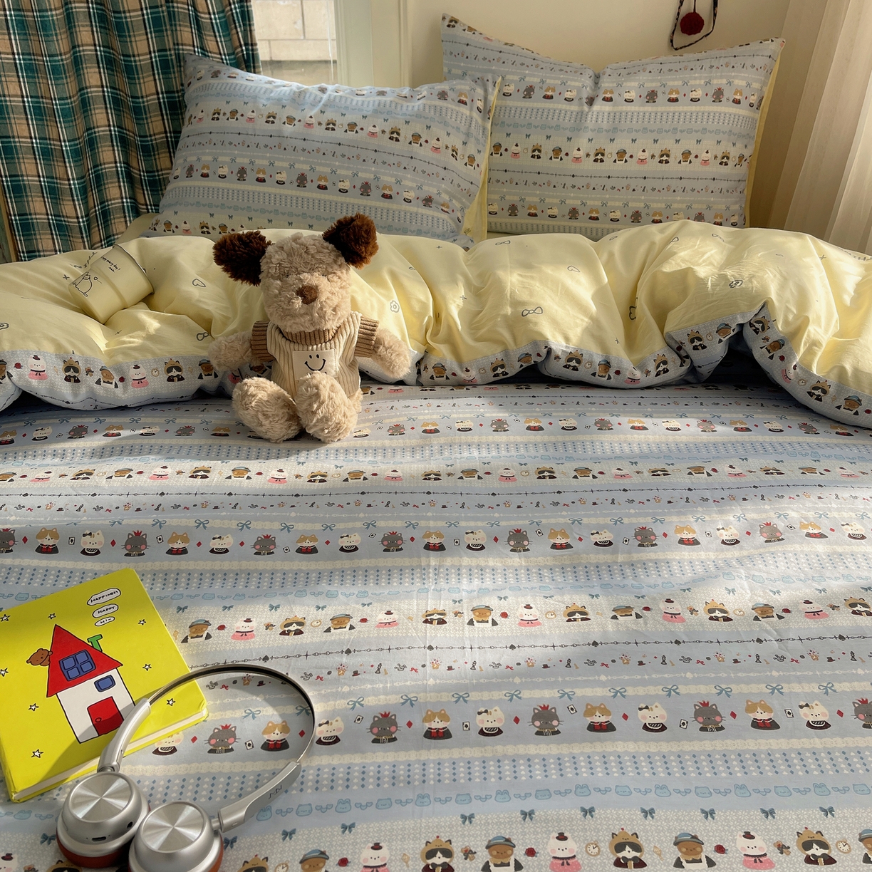 91家纺网 家纺一手货源 找家纺 瑞莱 2026新款ing小清新费尔岛全棉四件套 喵小姐的家