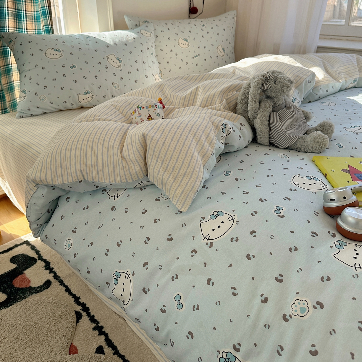 91家纺网 家纺一手货源 找家纺 瑞莱 2026新款ing小清新费尔岛全棉四件套 凯迪小姐