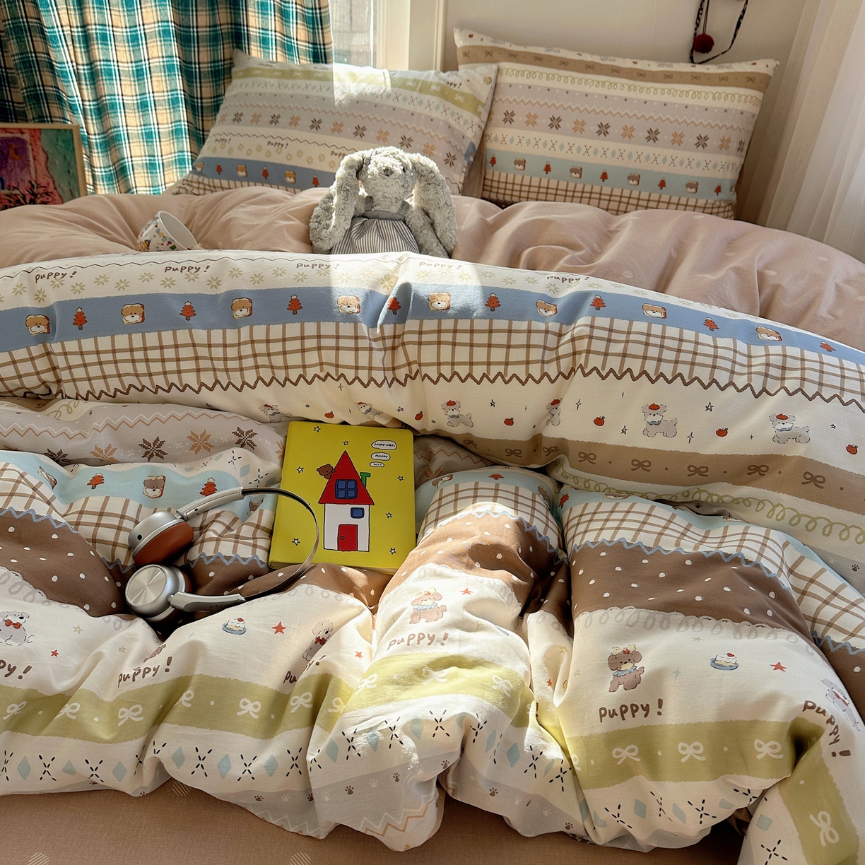 91家纺网 家纺一手货源 找家纺 瑞莱 2026新款ing小清新费尔岛全棉四件套 童年小事