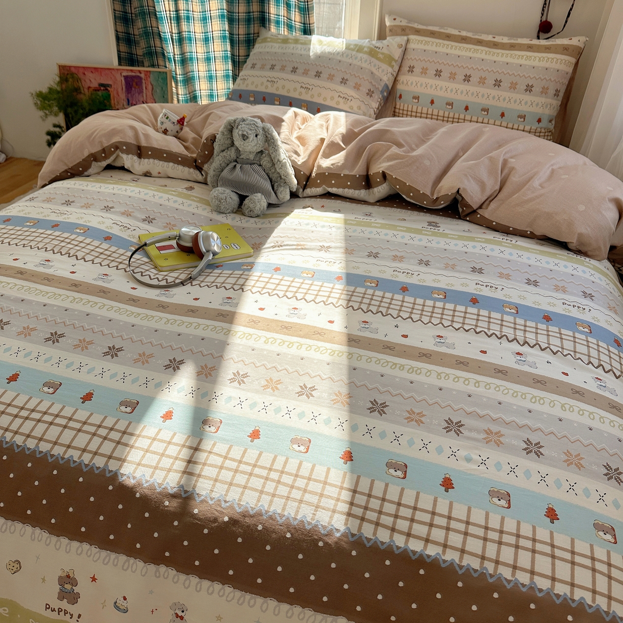 91家纺网 家纺一手货源 找家纺 瑞莱 2026新款ing小清新费尔岛全棉四件套 童年小事