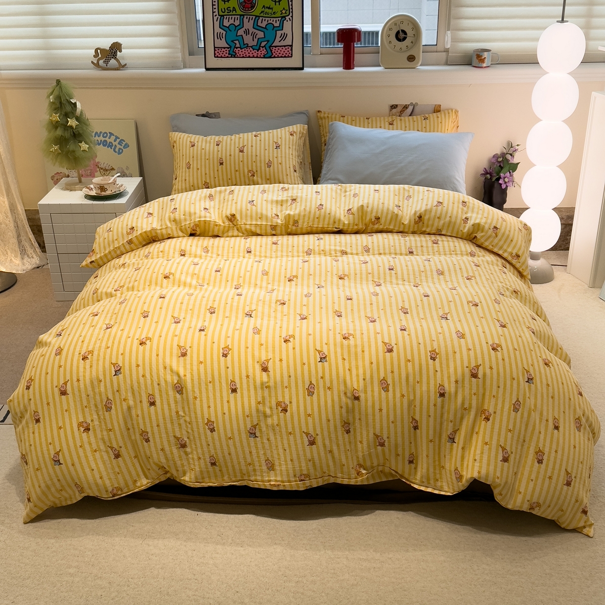 91家纺网 家纺一手货源 找家纺 （总）呗旺鹿 2026新款全棉撞色双层纱四件套