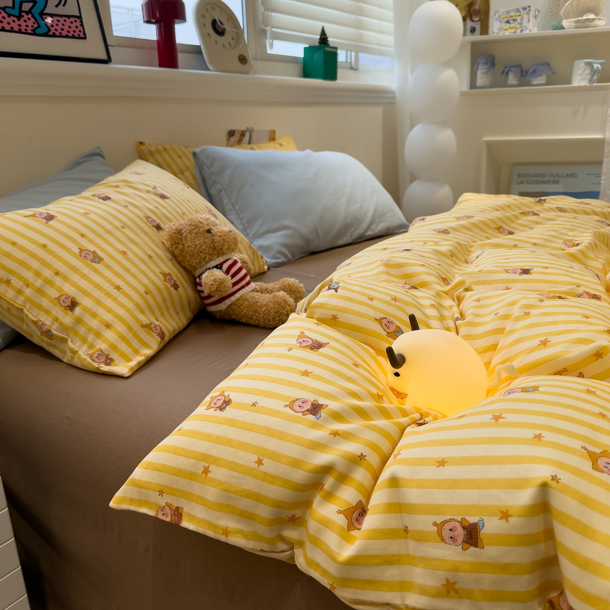 91家纺网 家纺一手货源 找家纺 （总）呗旺鹿 2026新款全棉撞色双层纱四件套