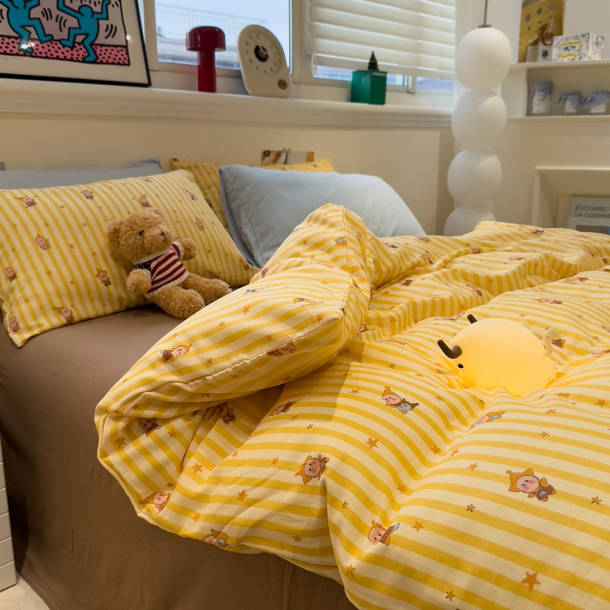 91家纺网 家纺一手货源 找家纺 （总）呗旺鹿 2026新款全棉撞色双层纱四件套,双层纱-喜喜兔,双层纱-费尔岛小熊,双层纱-姜饼人,双层纱-魔法兔,双层纱-千禧马,双层纱-雪花小狗,双层纱-萌星