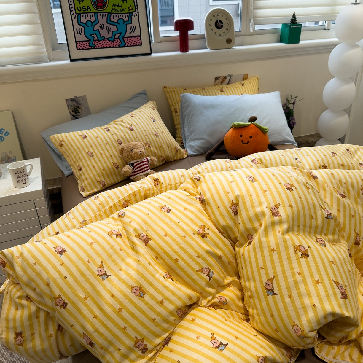 91家纺网 家纺一手货源 找家纺 （总）呗旺鹿 2026新款全棉撞色双层纱四件套