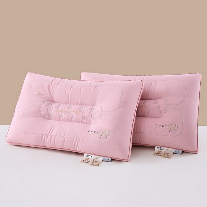 木子晗 2026新款分区护颈枕枕头枕芯 粉色 48x74cm一只