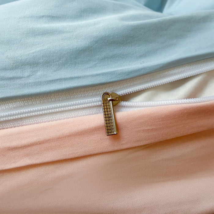 91家纺网 家纺一手货源 找家纺 木子家纺 2026新款高支高密全棉纯棉双拼纯色四件套 蓝霜莲雾新