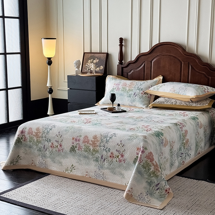 Mr.pig猪先生水洗棉 2026新款全棉数码印花夹棉床盖单件床盖三件套（展示价格为控价，实际价格请联系客服） 春日絮语