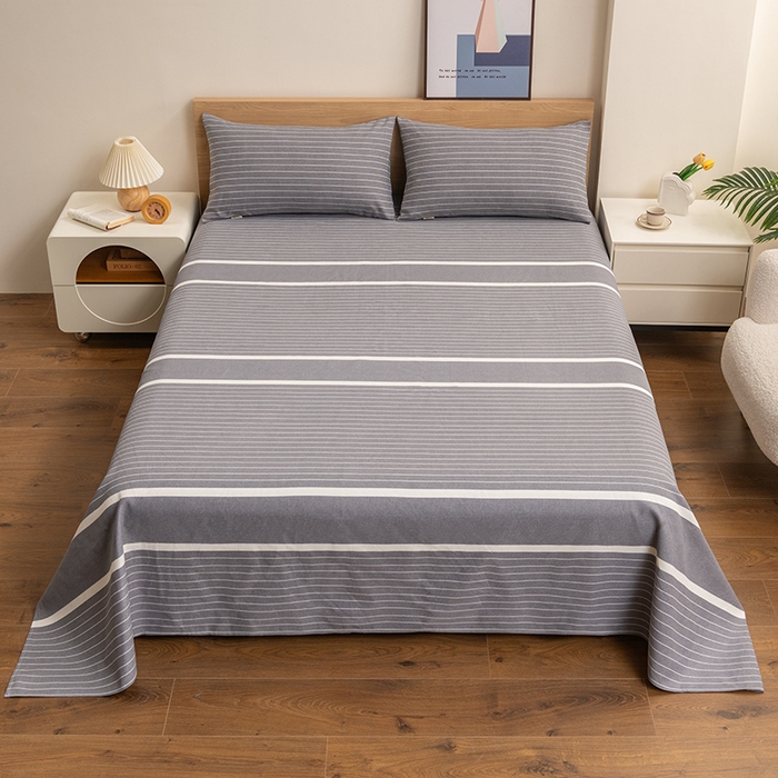 91家纺网 家纺一手货源 找家纺 居美良品 2026新款无印风正宗加厚老粗布床单单件枕套三件套可做凉席 冰川-灰