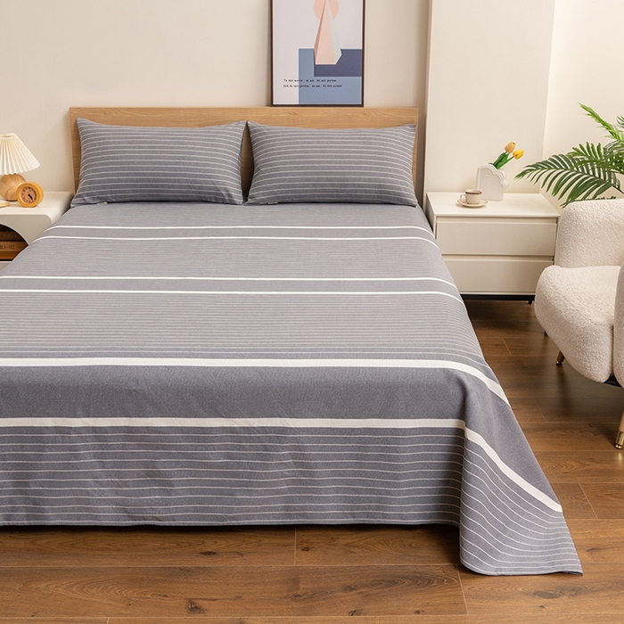 91家纺网 家纺一手货源 找家纺 居美良品 2026新款无印风正宗加厚老粗布床单单件枕套三件套可做凉席 冰川-灰