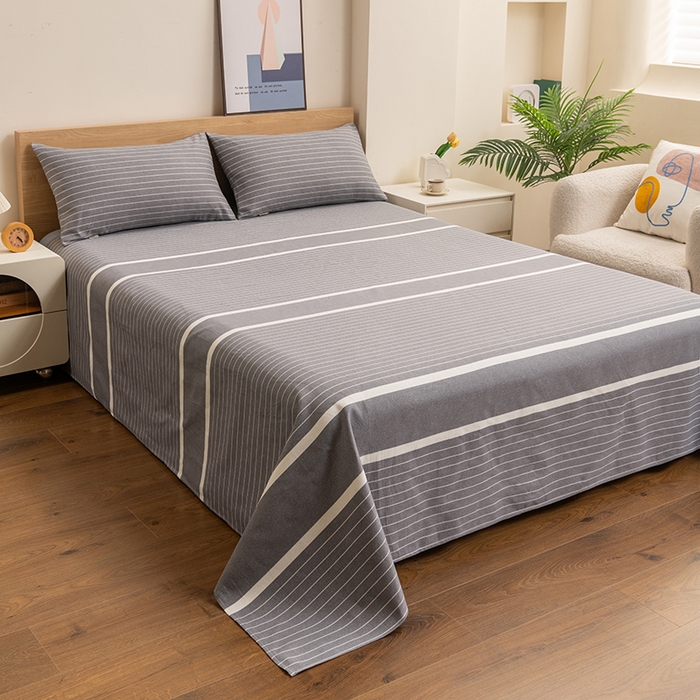 91家纺网 家纺一手货源 找家纺 居美良品 2026新款无印风正宗加厚老粗布床单单件枕套三件套可做凉席 冰川-灰